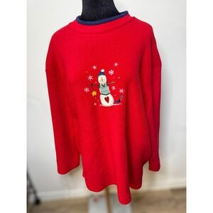 Croft & Barrow Vintage Grandma Fleece Snowman Embroidered Crewneck Sweatshirt 2X